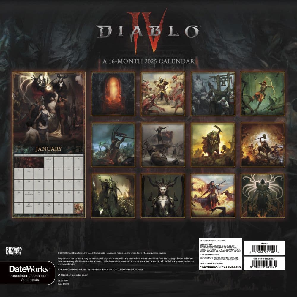 Diablo 4 2025 Wall Calendar Third Alternate Image width=&quot;1000&quot; height=&quot;1000&quot;