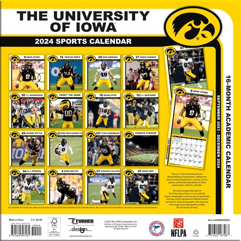 Iowa Hawkeyes 2024 Mini Wall Calendar First Alternate Image width=&quot;1000&quot; height=&quot;1000&quot;