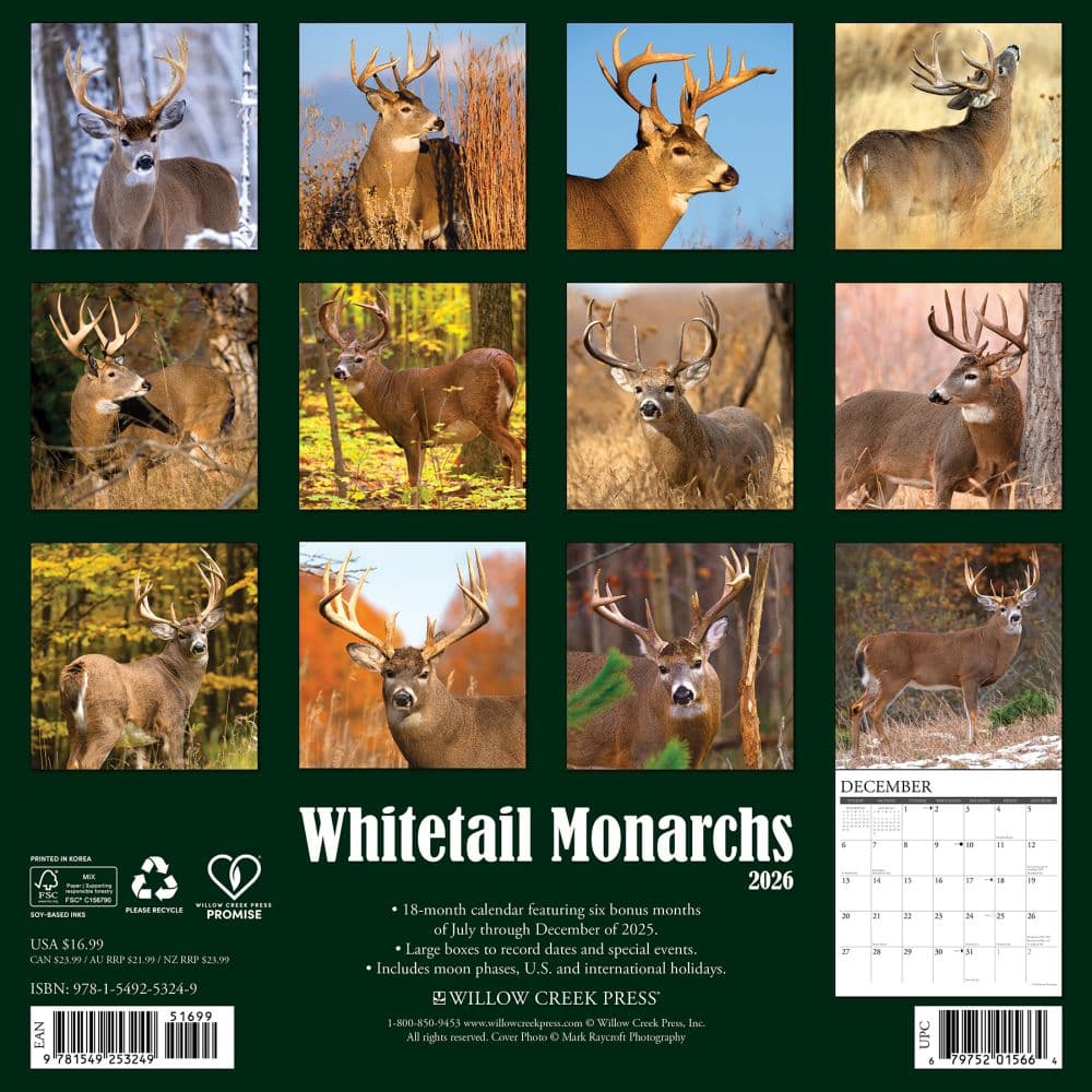 Whitetail Monarchs 2026 Wall Calendar First Alternate Image