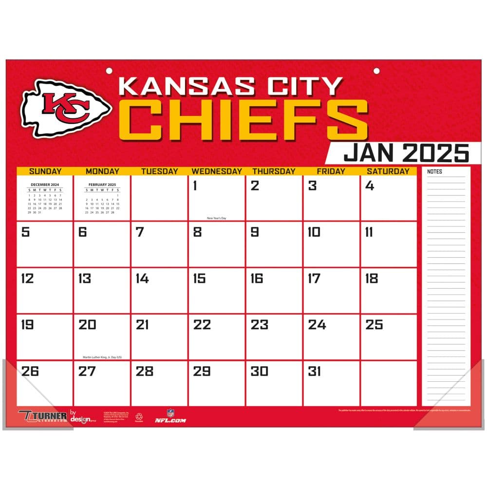 NFL Kansas City Chiefs 2025 Desk Pad front