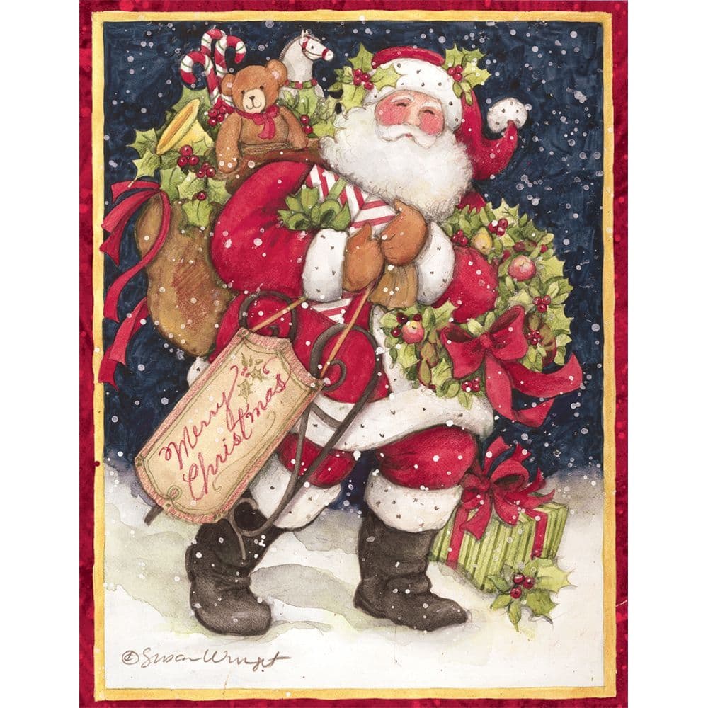 Snowy Night Santa Christmas Cards by Susan Winget