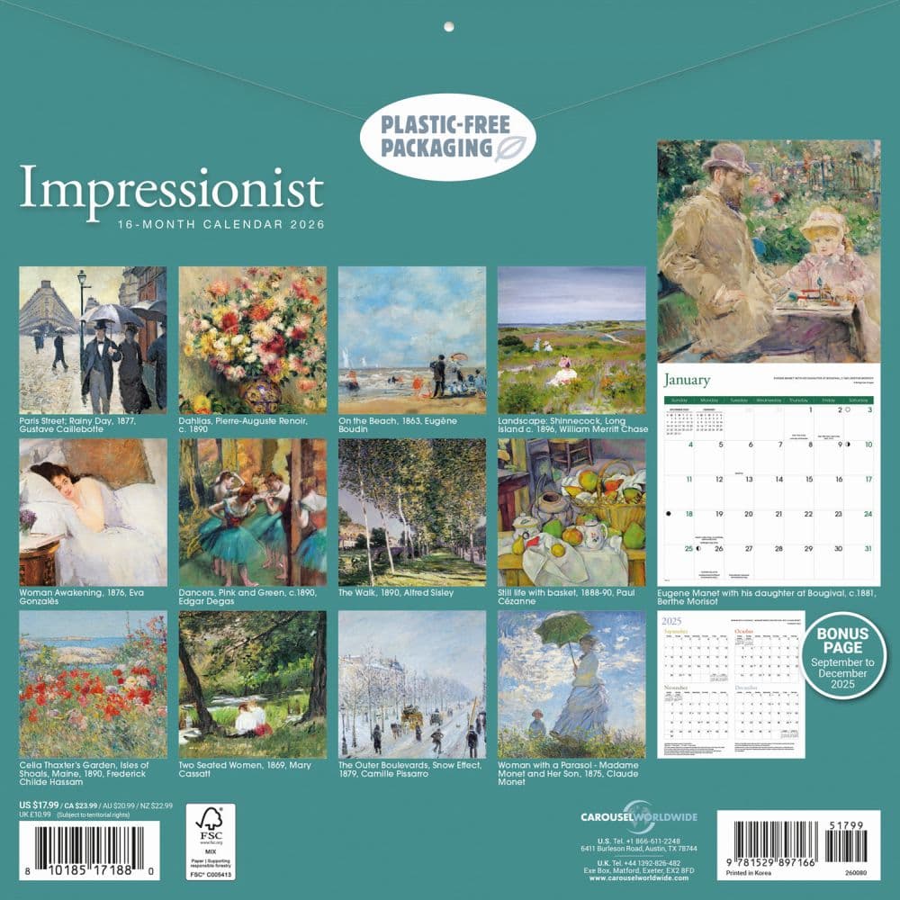 Impressionist 2026 Wall Calendar First Alternate Image