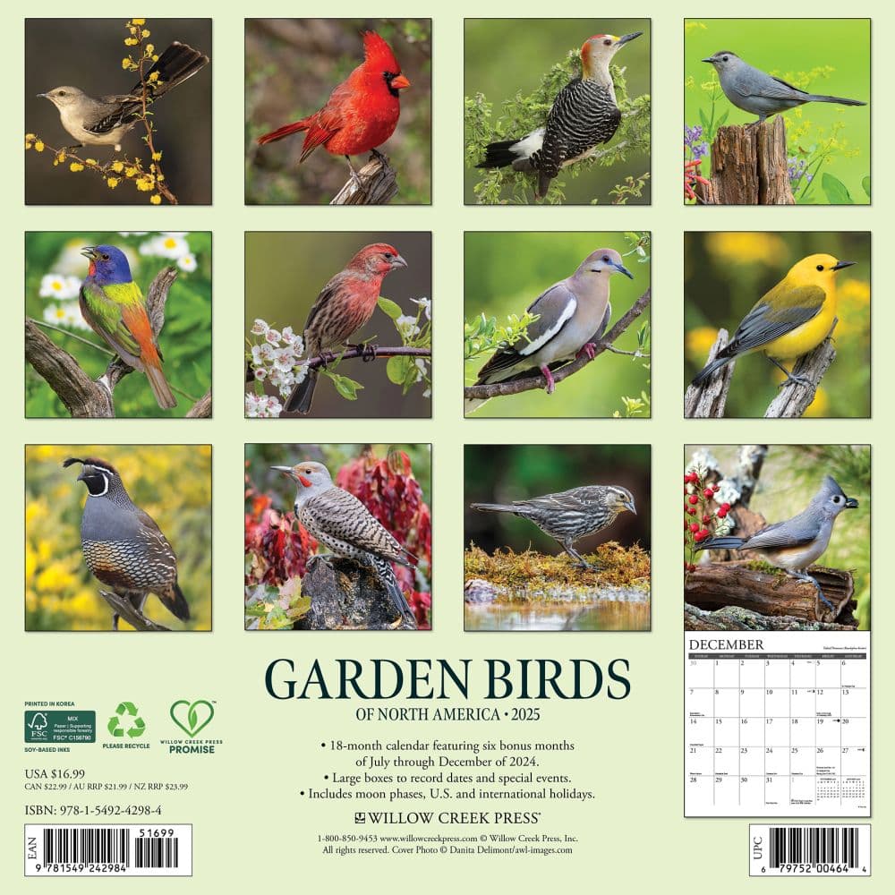 Garden Birds 2025 Wall Calendar First Alternate Image width="1000" height="1000"