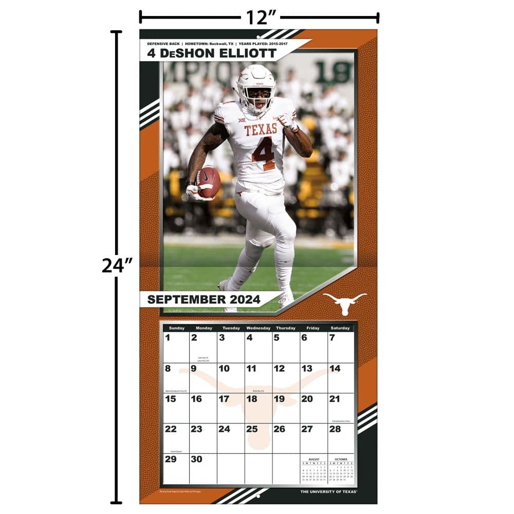 COL Texas Longhorns 2025 Wall Calendar Fourth Alternate Image