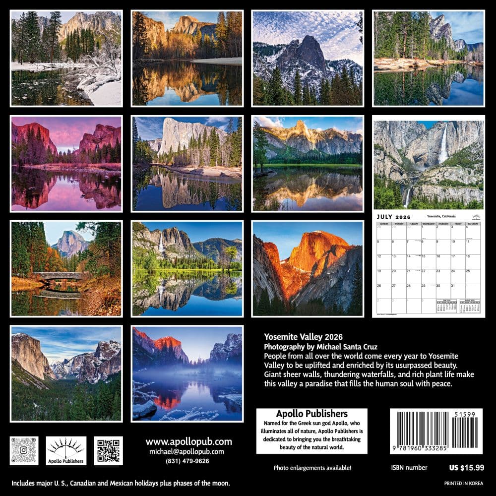 Yosemite Valley 2026 Wall Calendar First Alternate Image