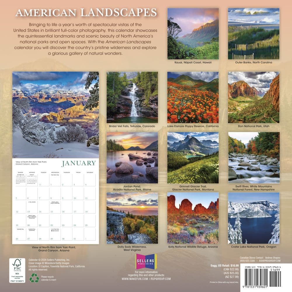 American Landscape 2025 Wall Calendar First Alternate Image width=&quot;1000&quot; height=&quot;1000&quot;