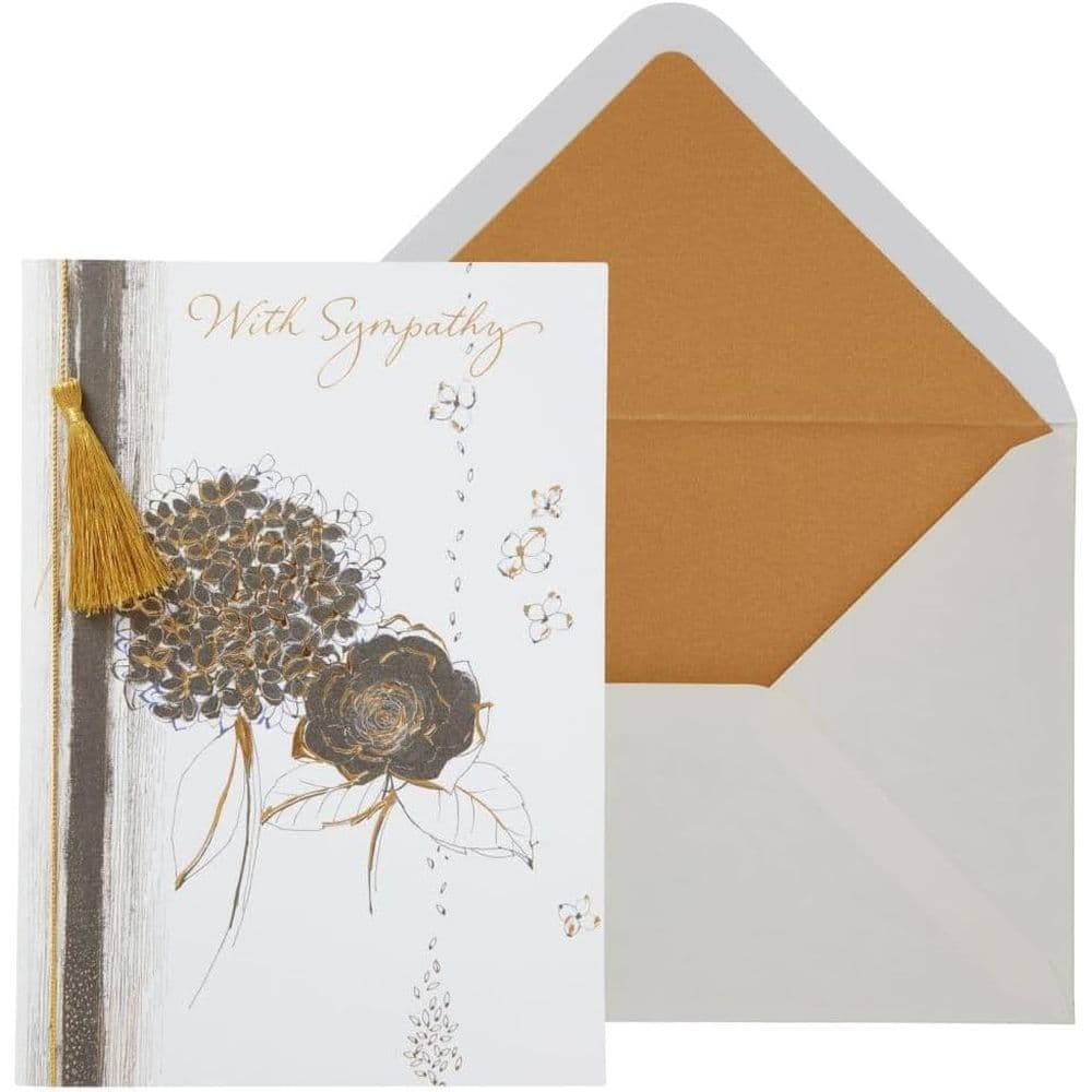 Black and Gold Flowers Sympathy Card Main Product Image