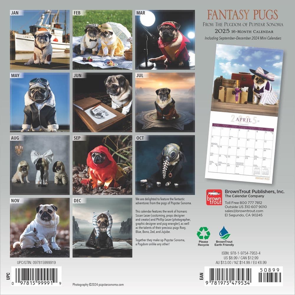 Fantasy Pugs 2025 Mini Wall Calendar First Alternate Image