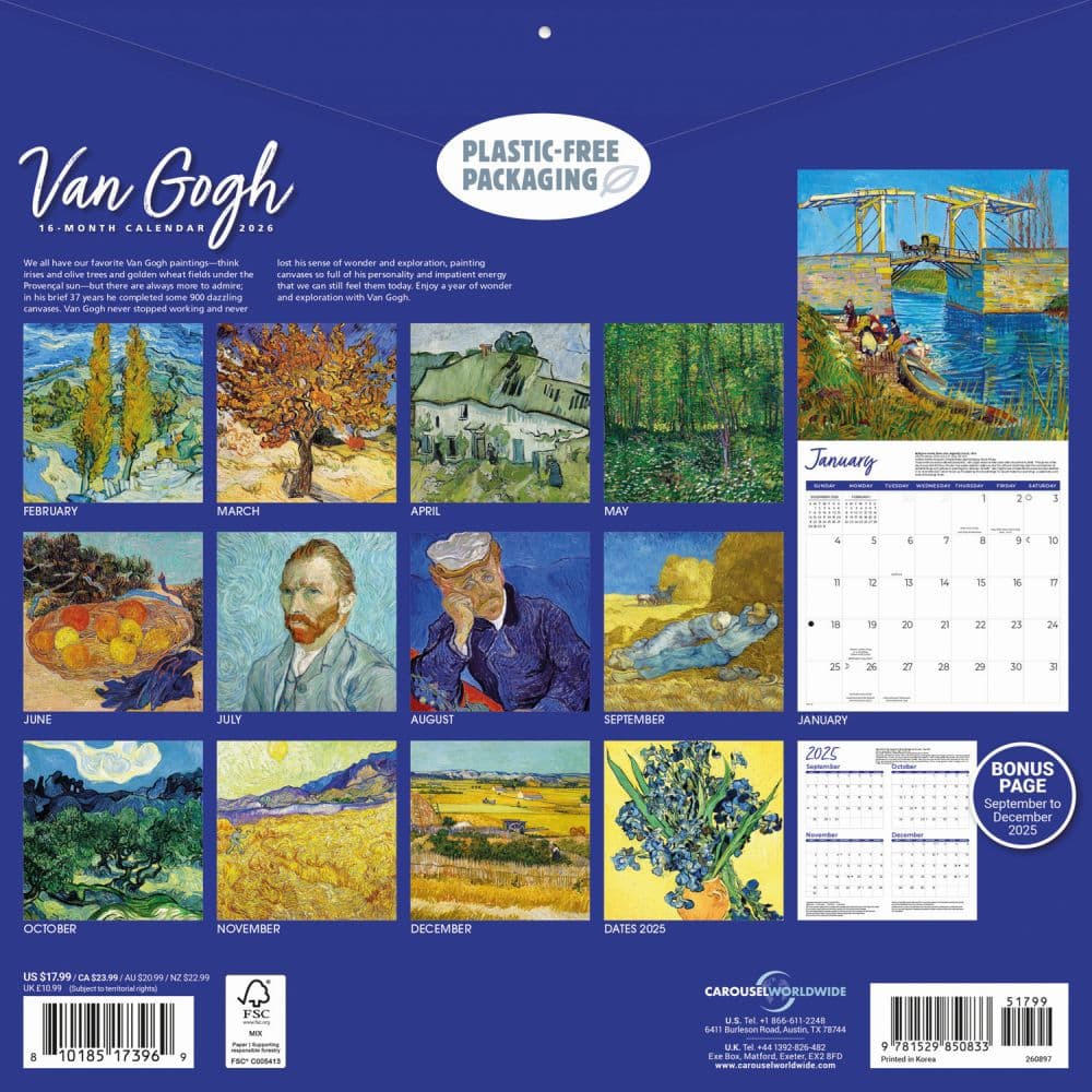 Van Gogh 2026 Wall Calendar First Alternate Image