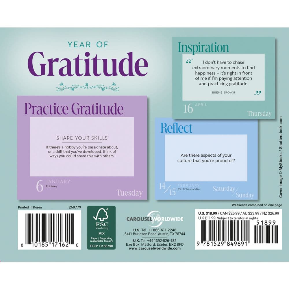 Year of Gratitude 2026 Desk Calendar First Alternate Image