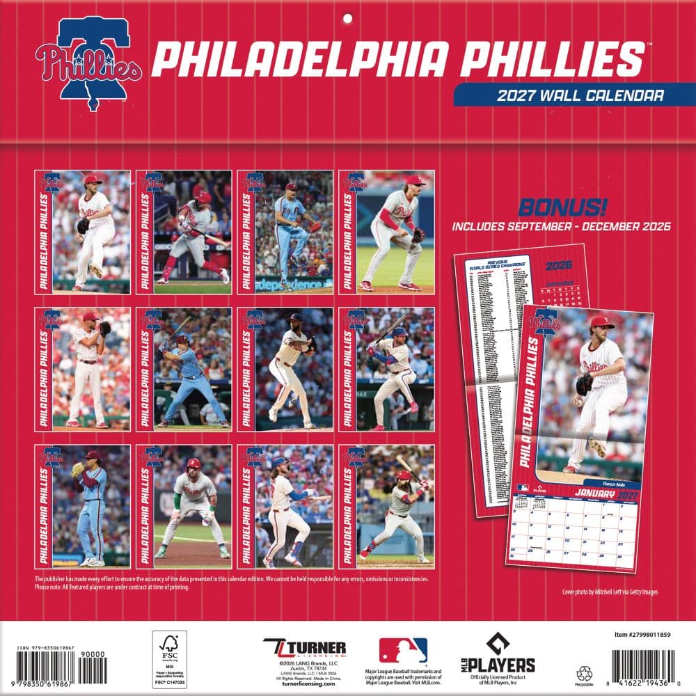 MLB Philadelphia Phillies 2027 Wall Calendar First Alternate Image