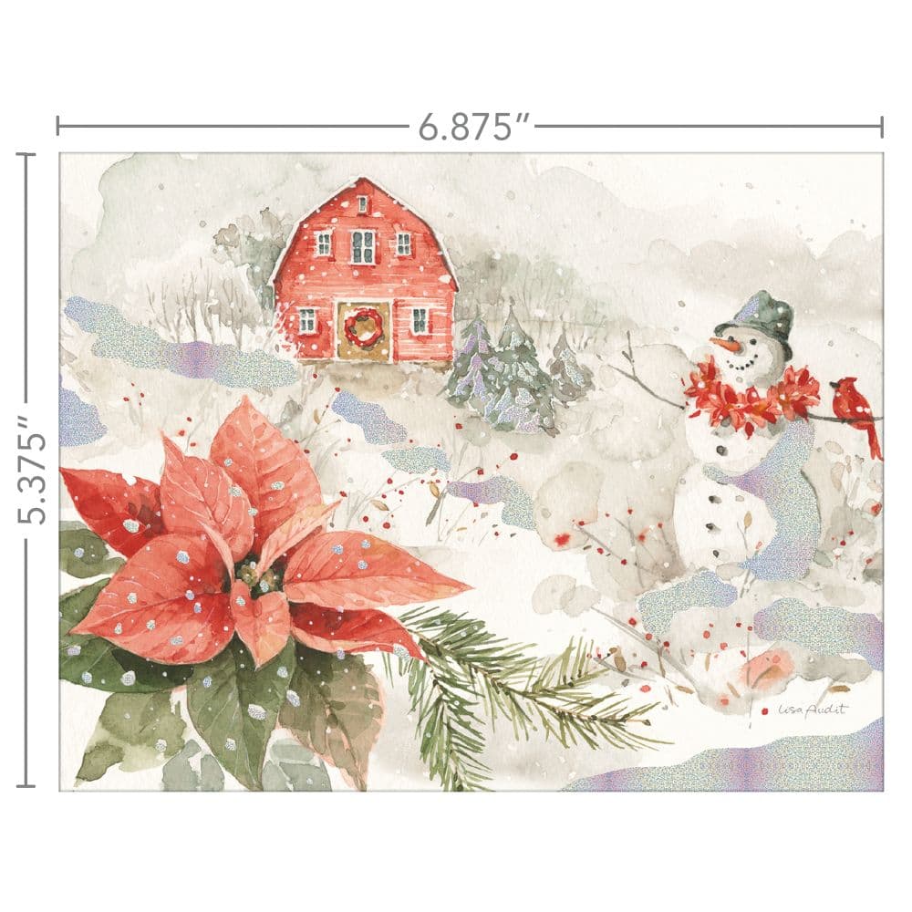 Poinsettia Village Boxed Christmas Cards Alt4