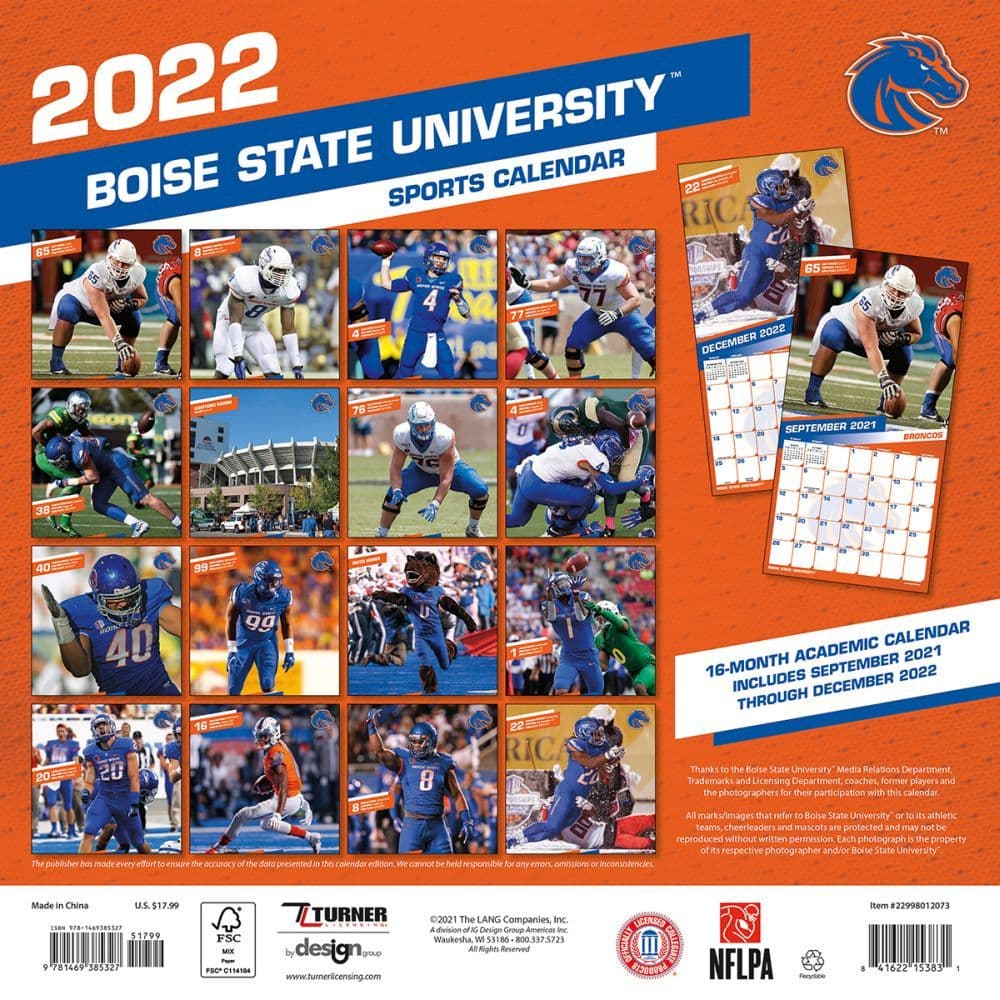 Boise State Broncos 2022 Wall Calendar - Calendars.com