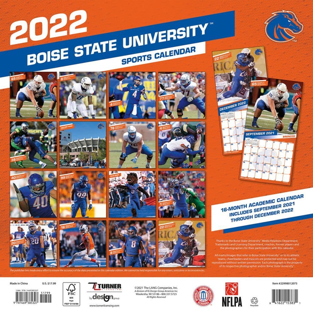 Boise State Broncos 2022 Wall Calendar Calendars Com