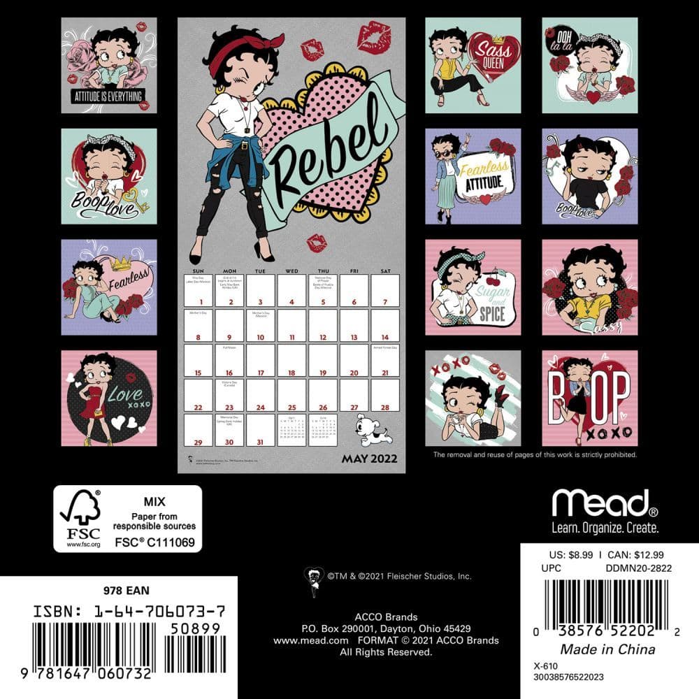 Betty Boop 2022 Mini Wall Calendar - Calendars.com