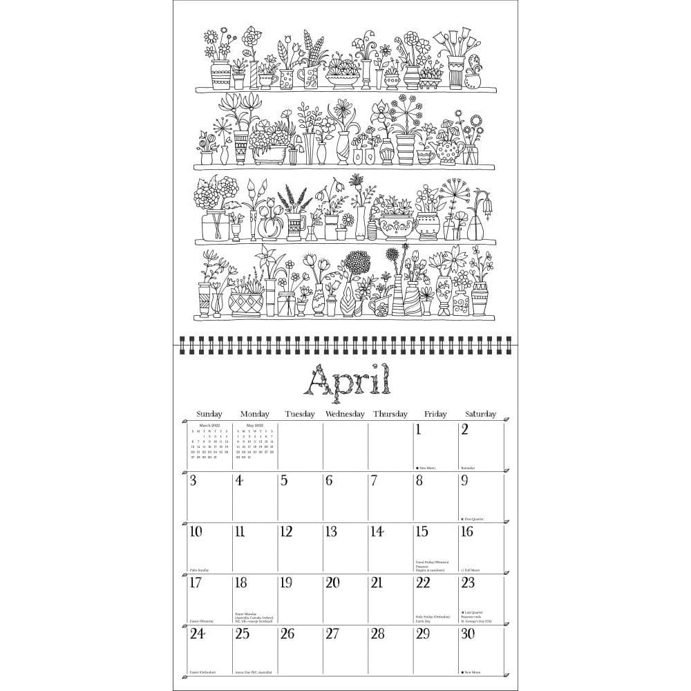 Johanna Basford 2022 Coloring Wall Calendar - Calendars.com