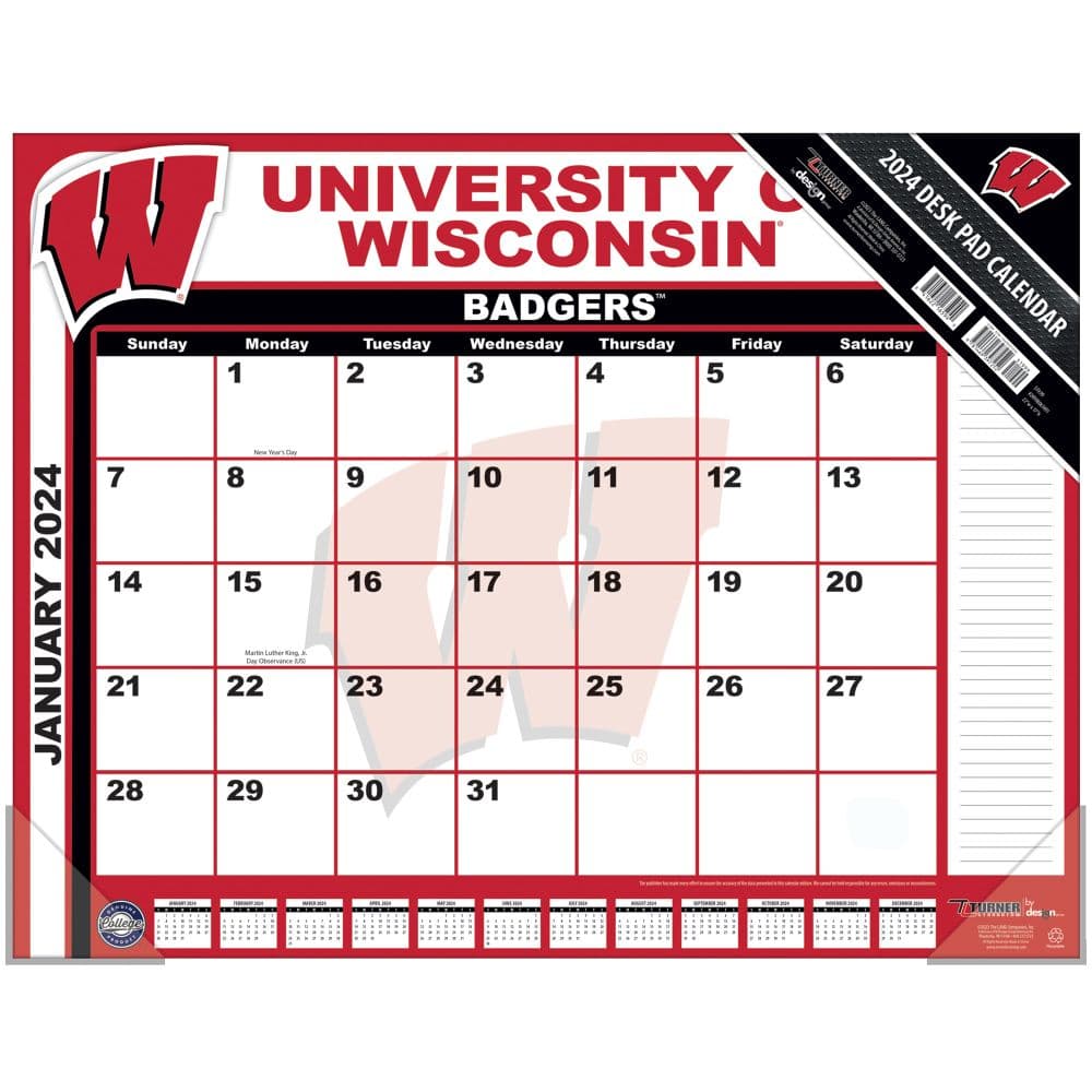 Wisconsin Badgers 2024 Desk Pad Main Product Image width=&quot;1000&quot; height=&quot;1000&quot;