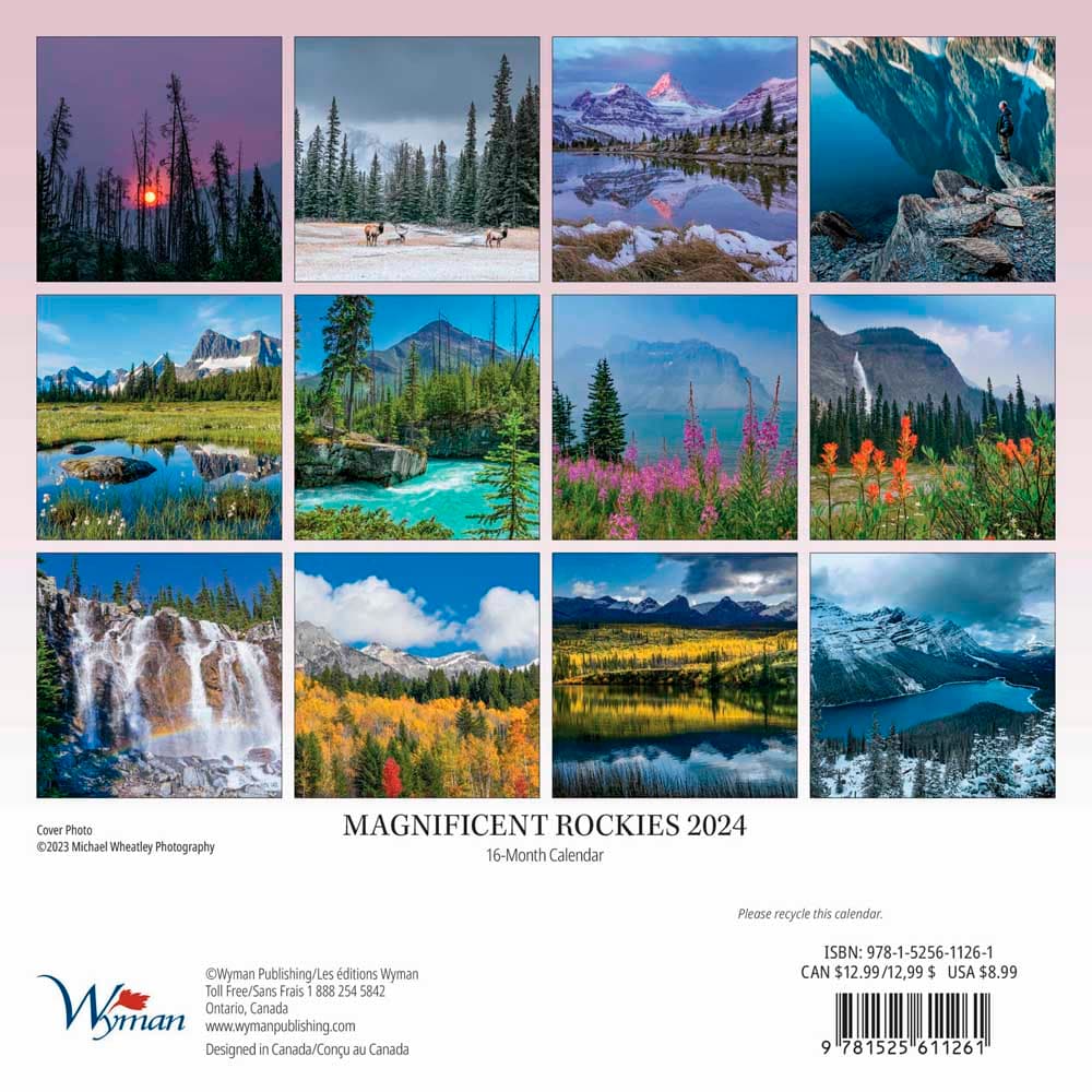 Magnificent Rockies 2024 Mini Wall Calendar back