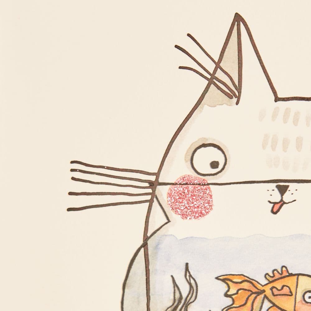 Cat and Fishbowl Birthday Card Fifth Alternate Image width="1000" height="1000"
