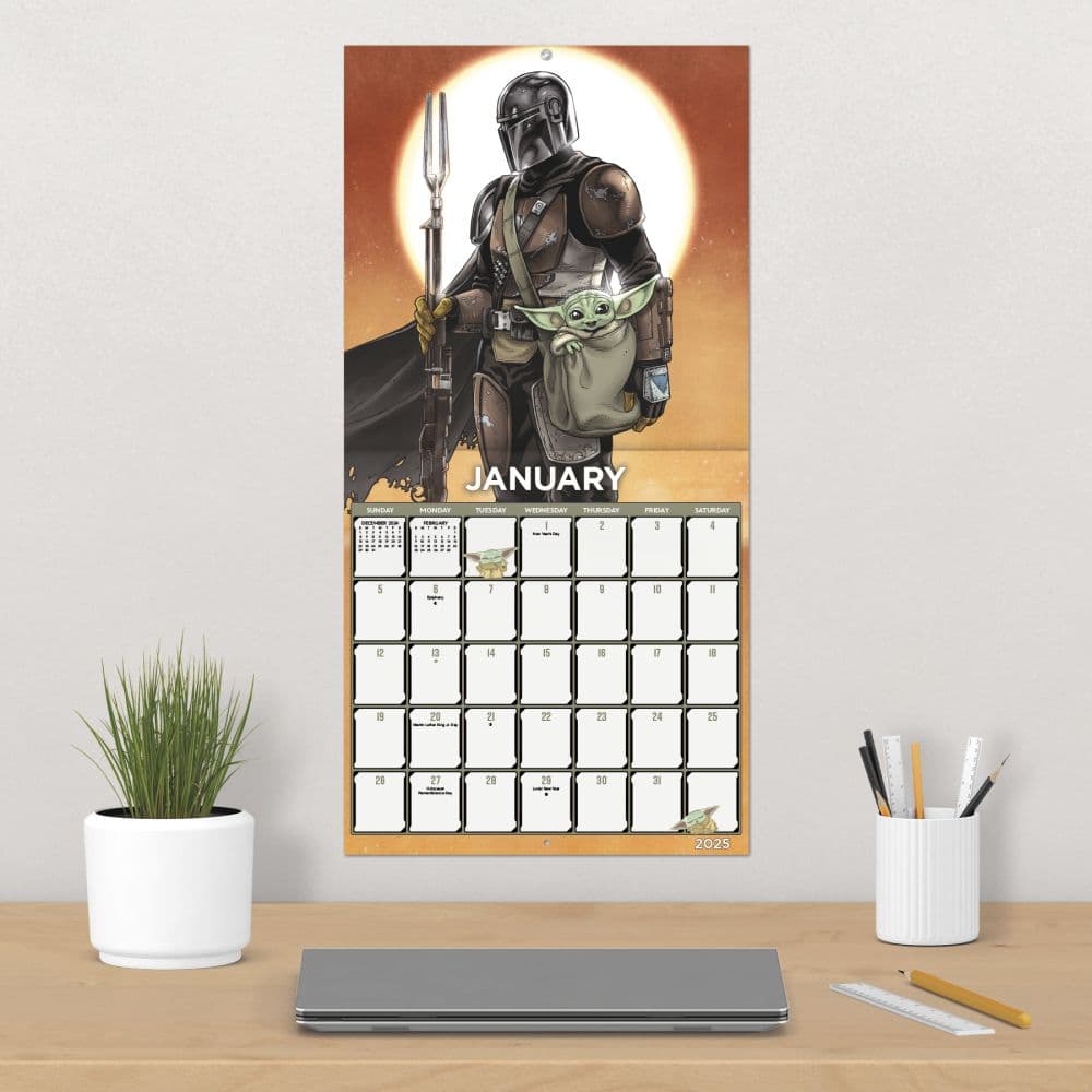 Mandalorian Star Wars 2025 Wall Calendar