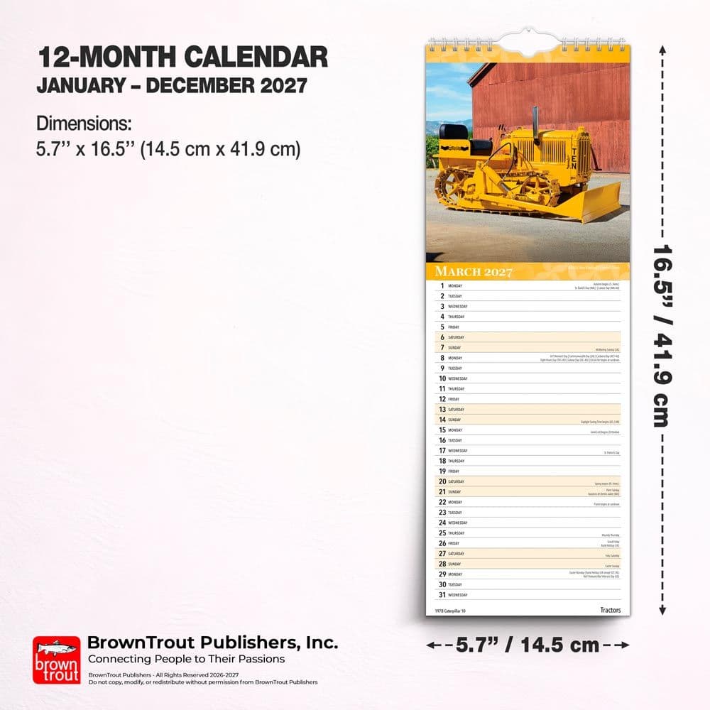 Tractors Slim 2027 Wall Calendar Sixth Alternate Image