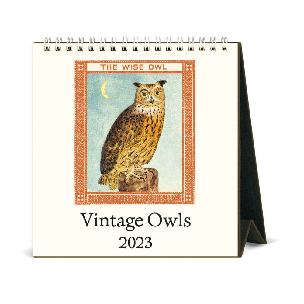 Cavallini Papers & Co. Owls Desk 2023 Easel Calendar