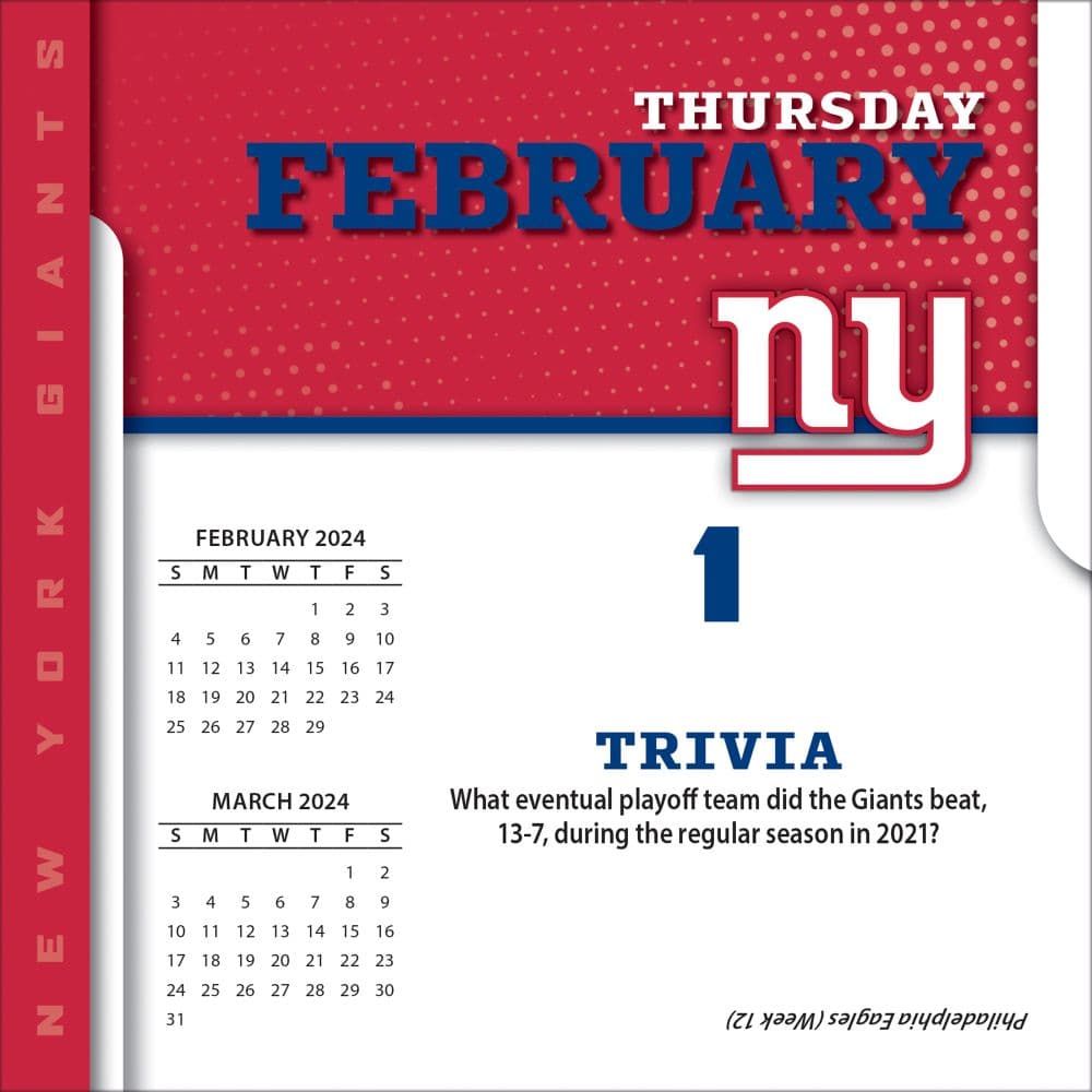 NFL New York Giants 2024 Desk Calendar Third Alternate Image width=&quot;1000&quot; height=&quot;1000&quot;