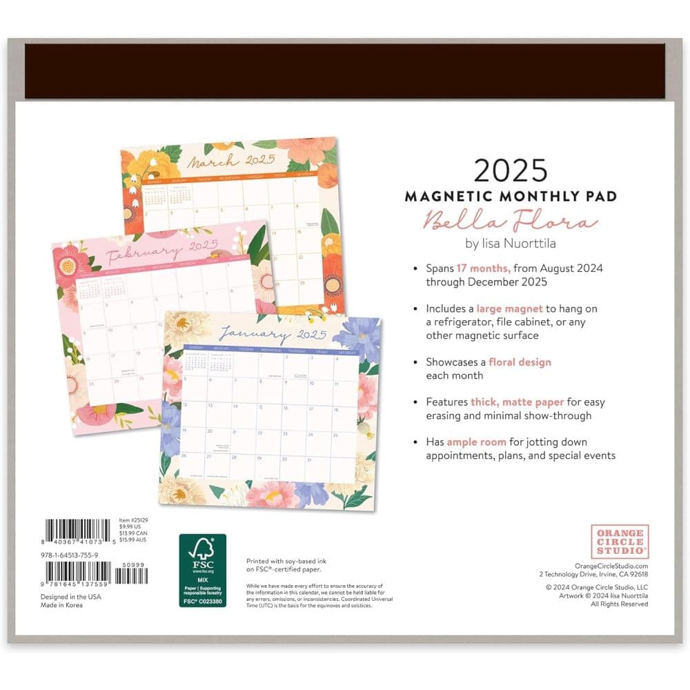 Bella Flora 2025 Magnetic Calendar First Alternate Image width=&quot;1000&quot; height=&quot;1000&quot;