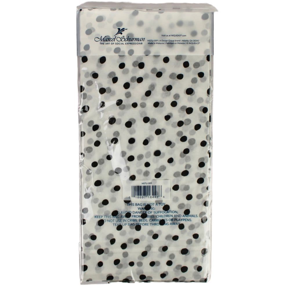 Black and Grey Polka Dots Tissue Paper - 4 Sheets First Alternate Image