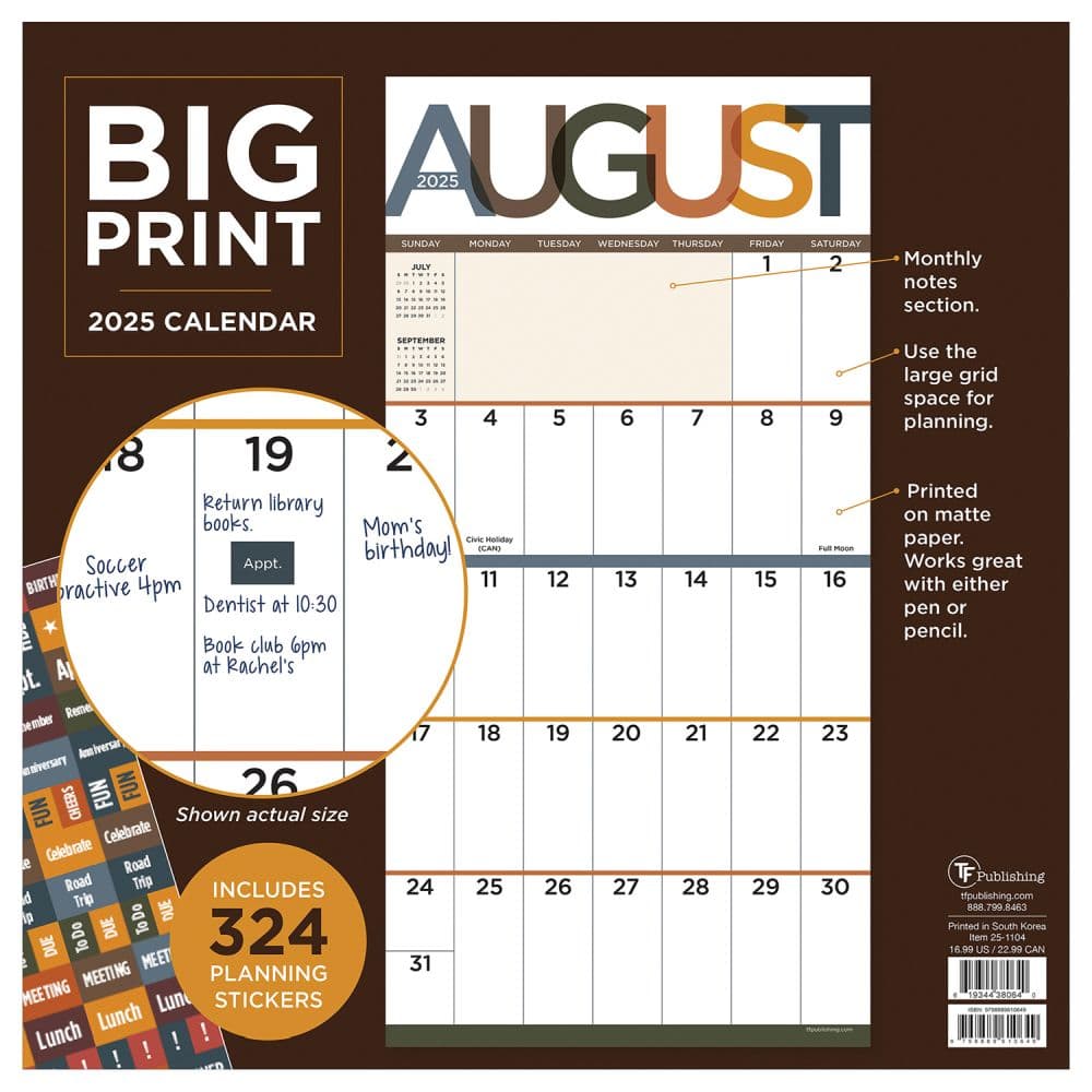 Big Print 2025 Wall Calendar First Alternate Image width=&quot;1000&quot; height=&quot;1000&quot;