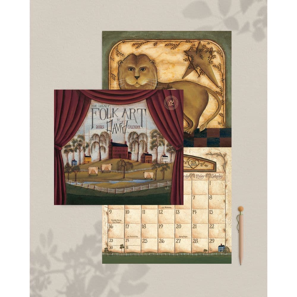 Folk Art by David Harden 2025 Wall Calendar