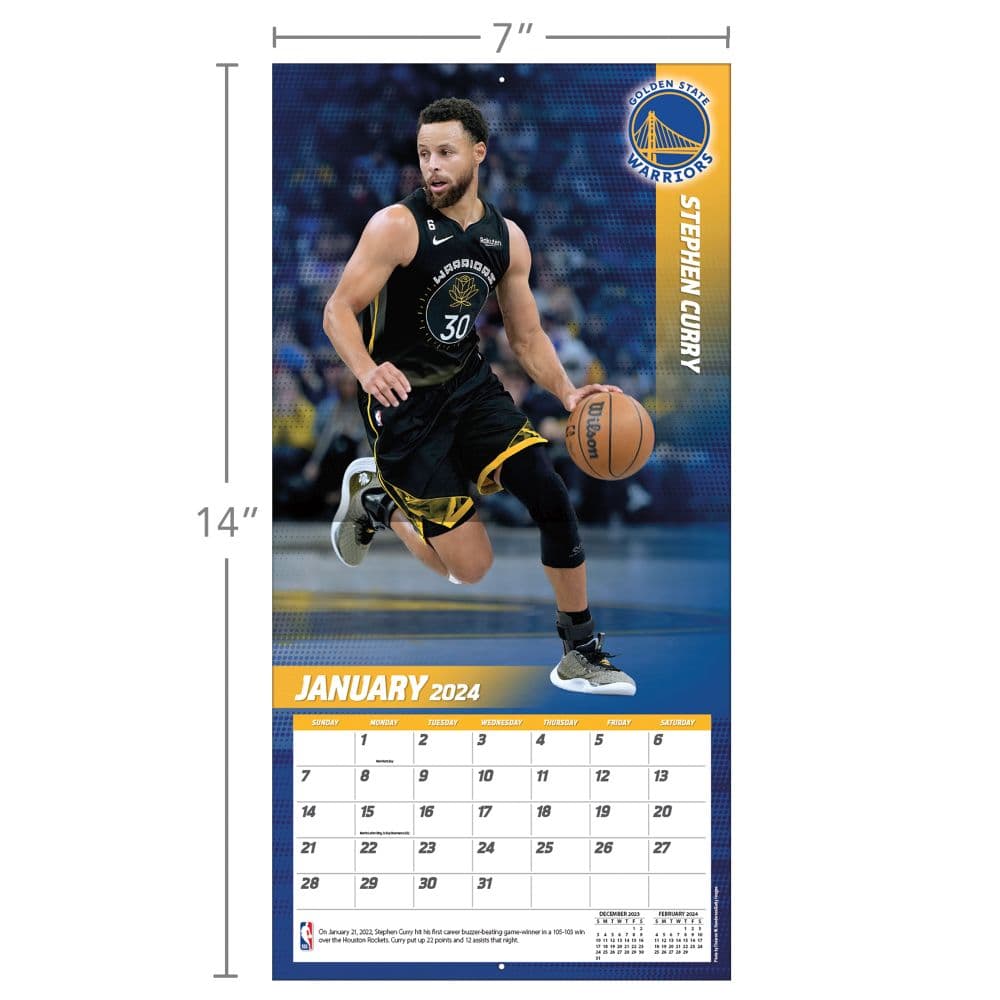 Stephen Curry 2024 Mini Wall Calendar