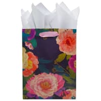image Navy Flowers Medium Gift Bag