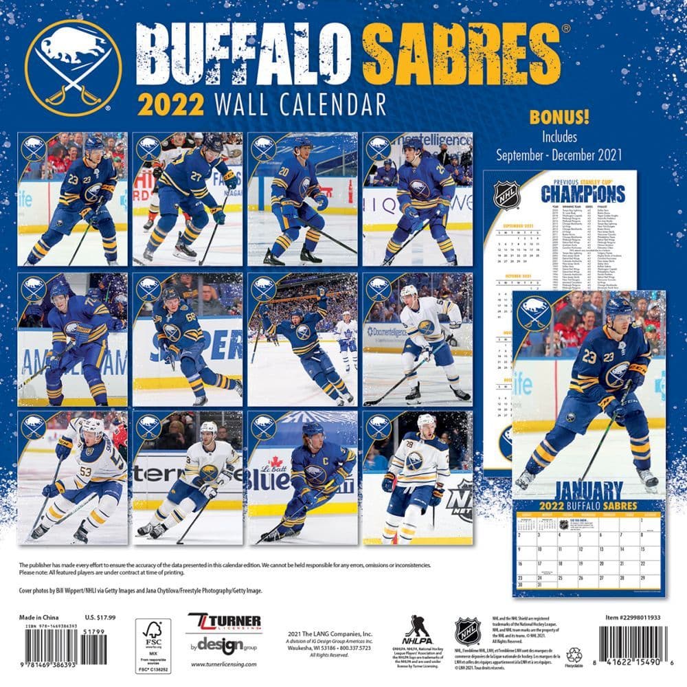 Sabres Schedule 2022 23 Printable Nhl Buffalo Sabres 2022 Wall Calendar - Calendars.com