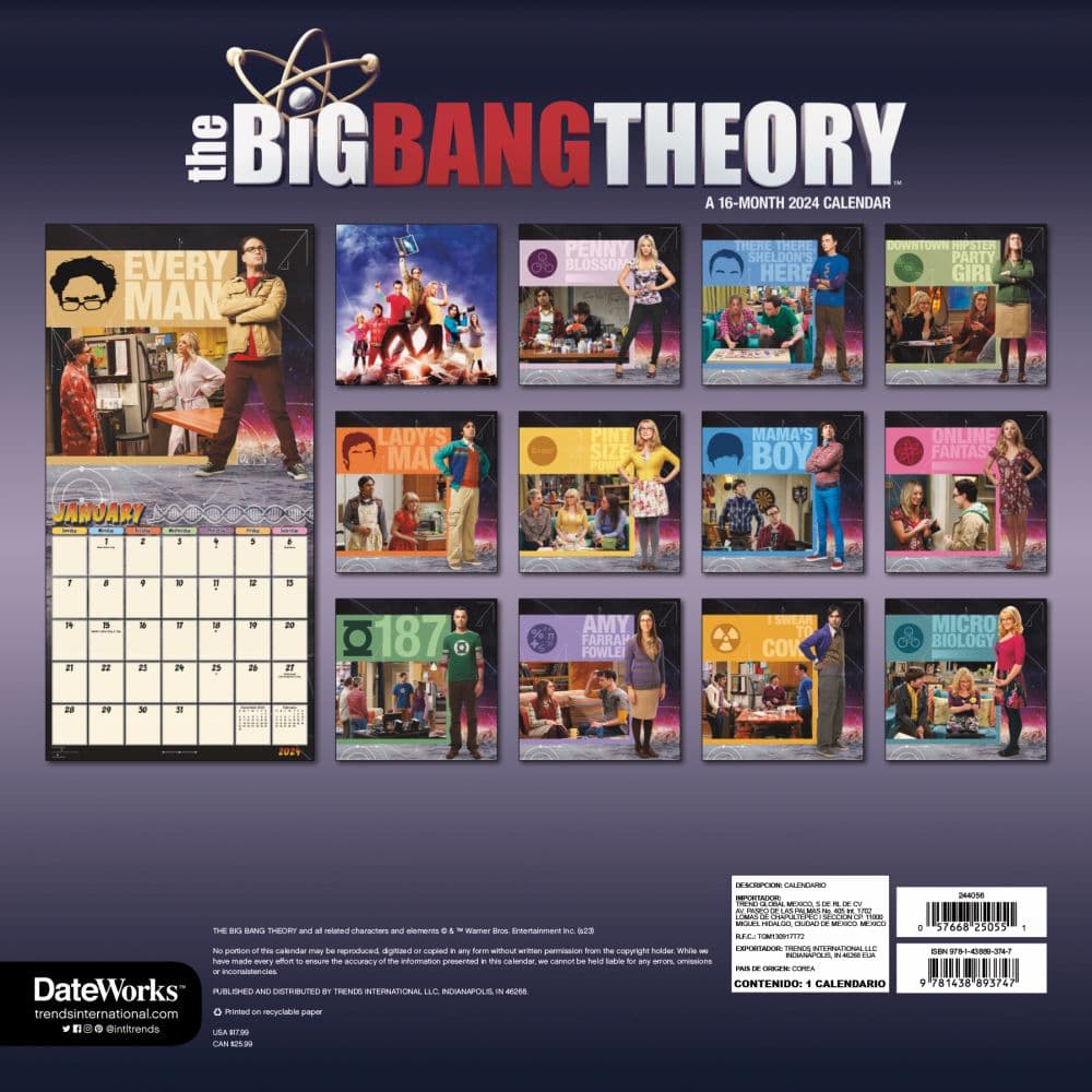 Big Bang Theory 2024 Wall Calendar Alternate Image 2