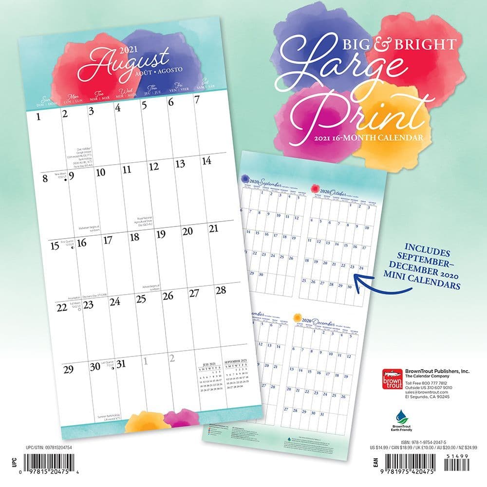 big and bright large print wall calendar calendarscom