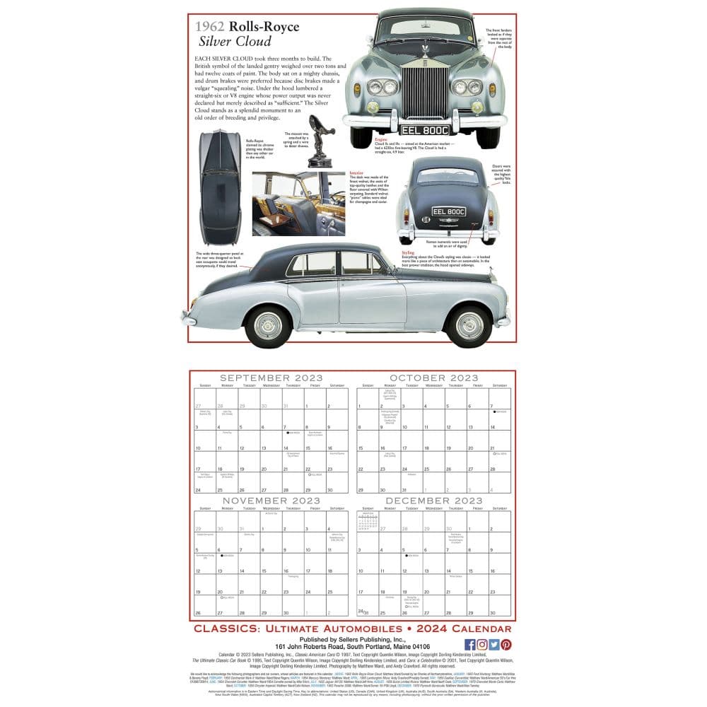 Automobiles Ultimate Classics 2024 Wall Calendar Alternate Image 4