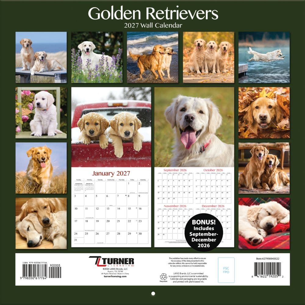 Golden Retrievers Photo 2027 Wall Calendar First Alternate Image