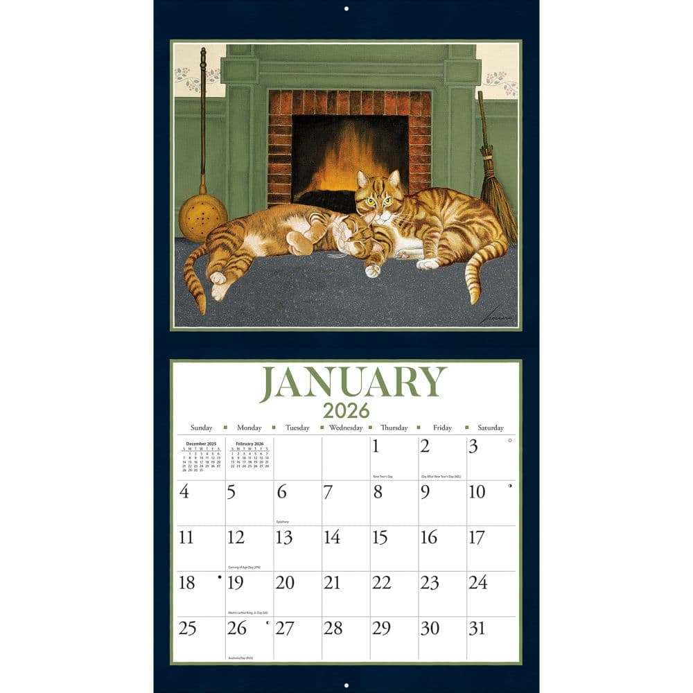 American Cat 2026 Wall Calendar by Lowell Herrero, 13.4'' X 12'', 12-Month Calendar with Stapled Binding