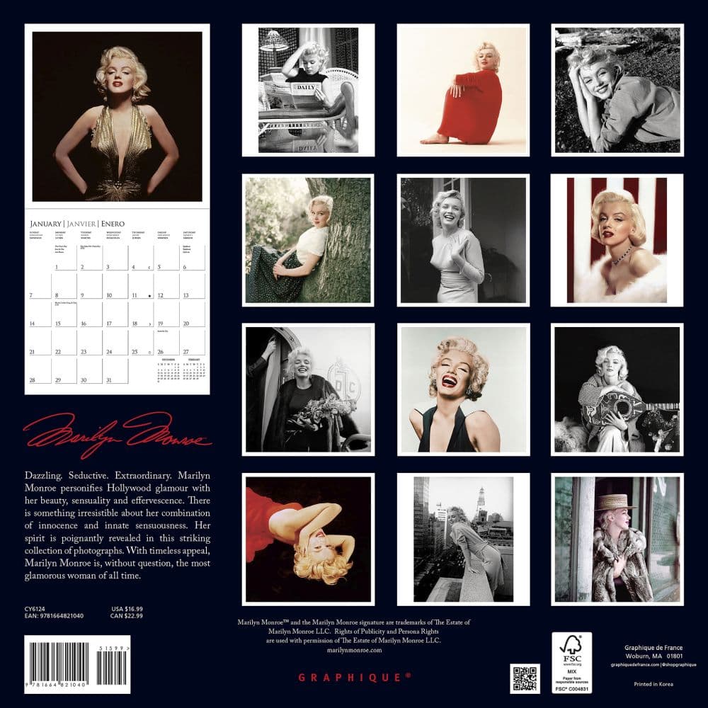 Marilyn Monroe 2024 Wall Calendar Alternate Image 1