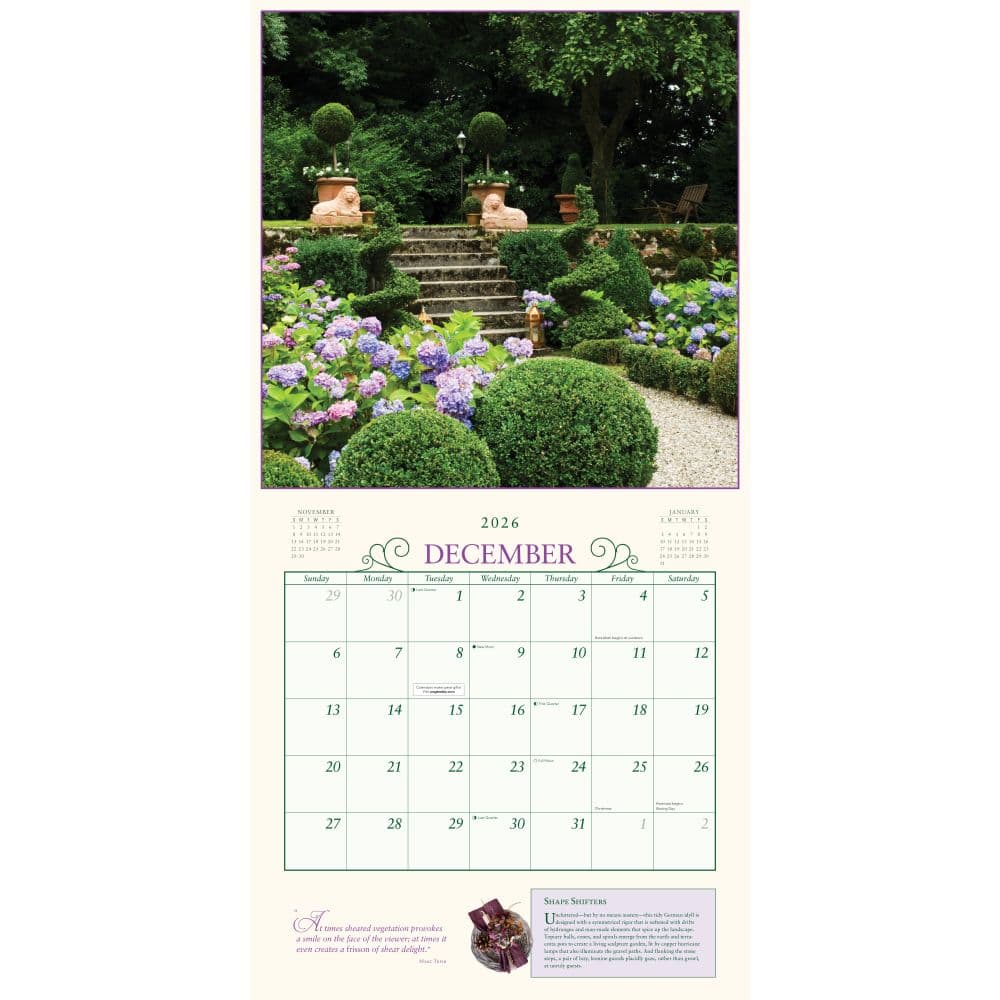 Secret Garden 2026 Wall Calendar Fourth Alternate Image