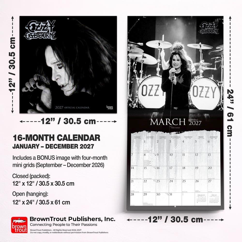 Ozzy Osbourne 2027 Wall Calendar Sixth Alternate Image