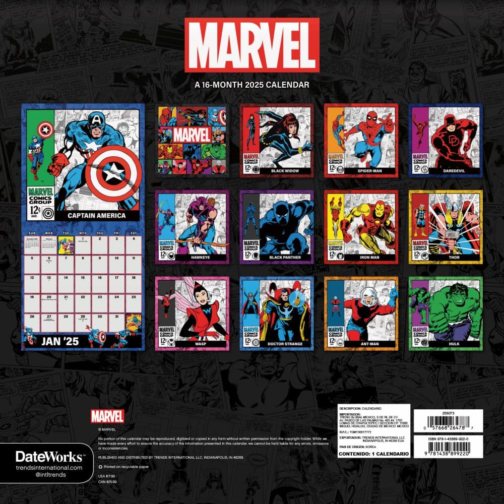 Marvel Comics 2025 Wall Calendar First Alternate Image