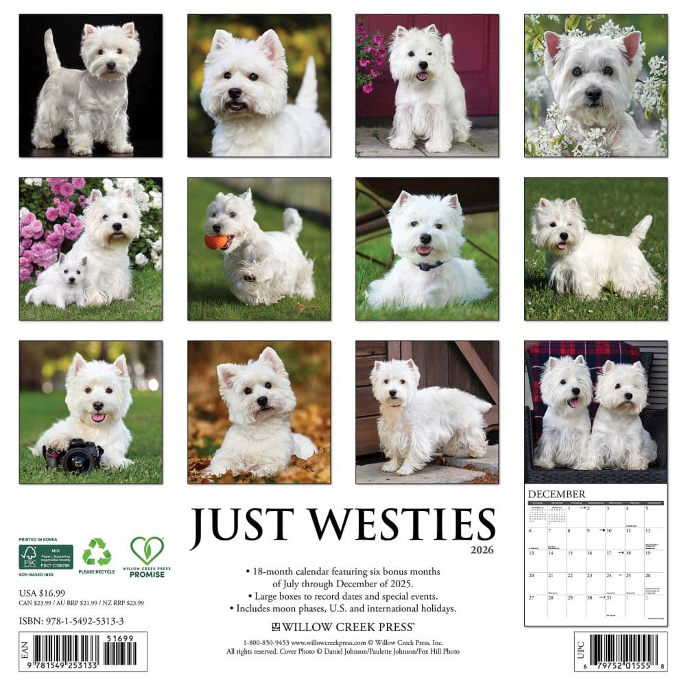 Just Westies 2026 Wall Calendar First Alternate 