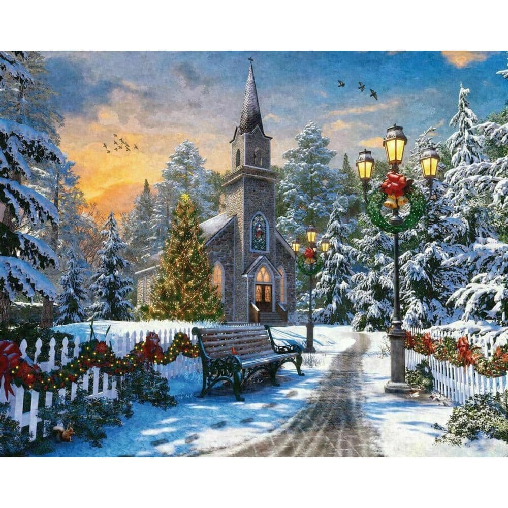 Holiday Church 1000 Piece Puzzle art