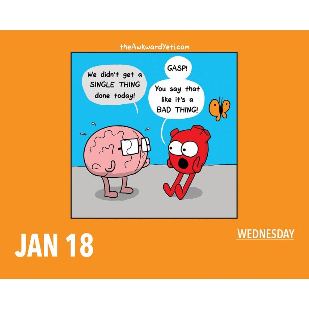 Heart and Brain Awkward Yeti 2023 Desk Calendar - Calendars.com