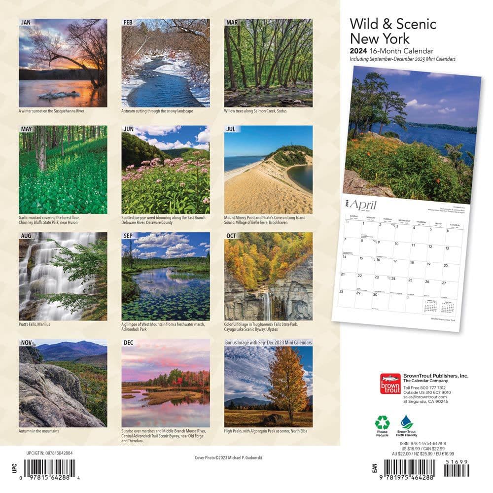 New York Wild and Scenic 2024 Wall Calendar Alternate Image 1