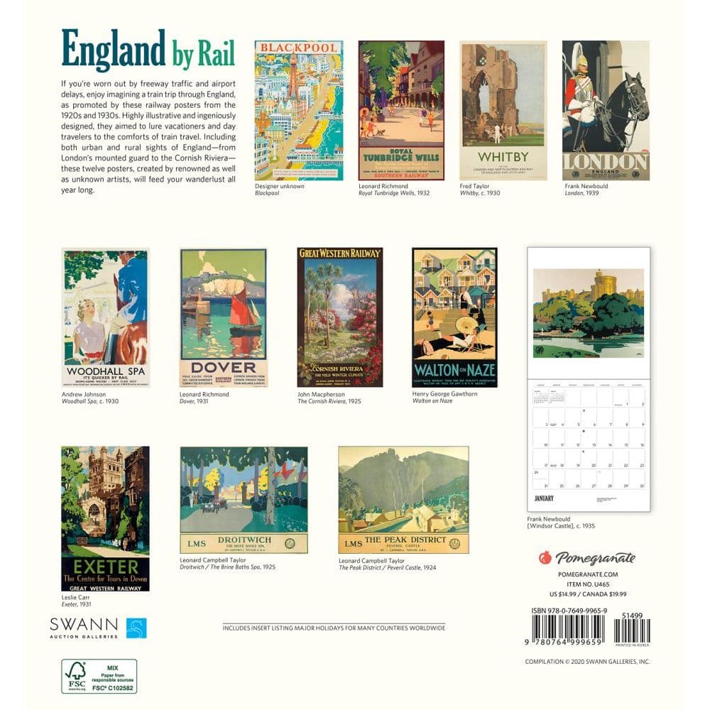 England by Rail Wall Calendar