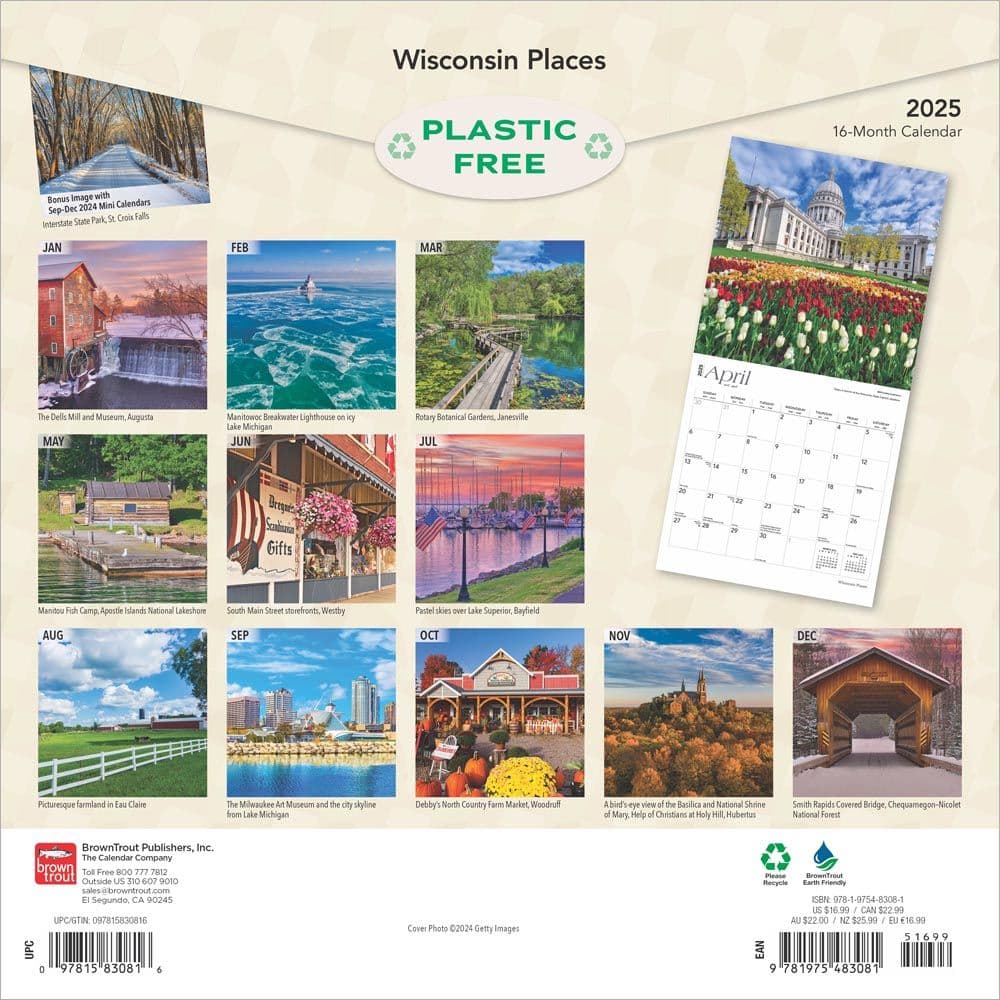 Wisconsin Places 2025 Wall Calendar First Alternate Image