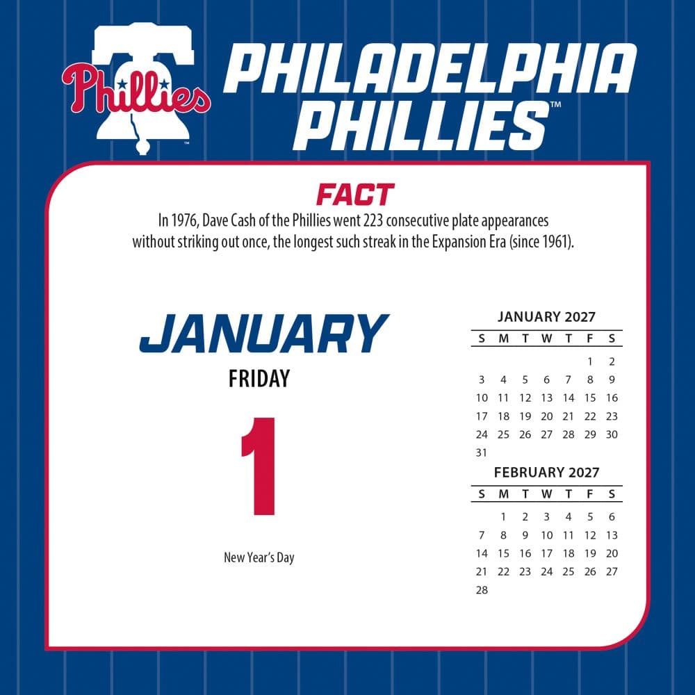 MLB Philadelphia Phillies 2027 Desk Calendar Second Alternate Image